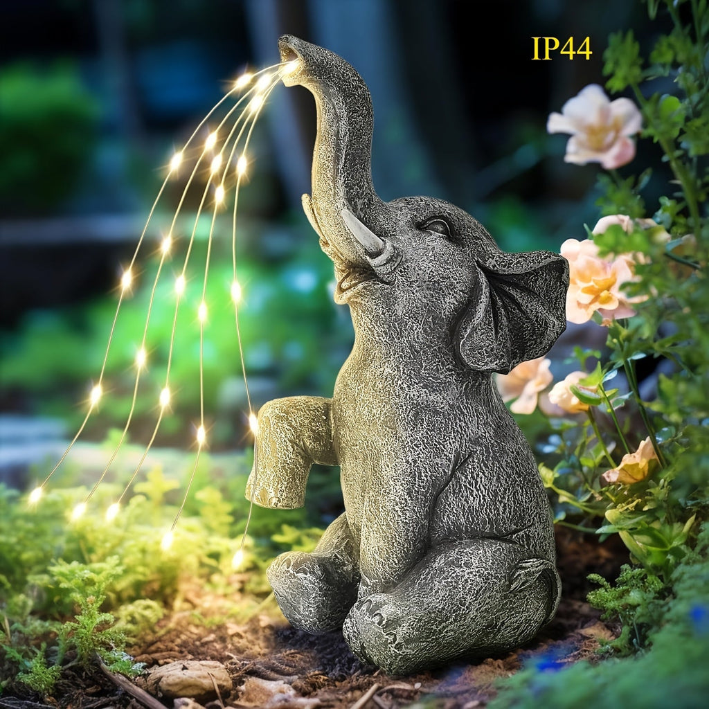 Solar powered decorative elephant LED lantern made of durable vinyl for outdoor garden lighting — view 4