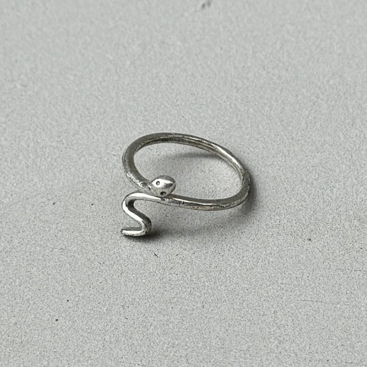 Minimalist Snake Silver Ring-0