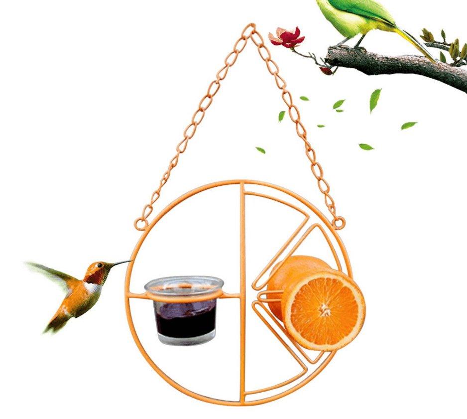 Deluxe metal swing bird feeder in vibrant iron hanging from a backyard garden branch. — view 3