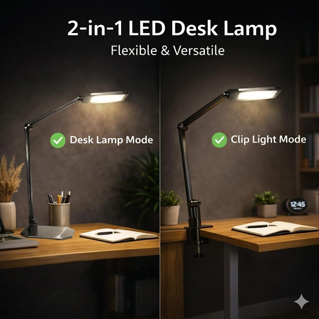 Professional dimmable LED desk lamp with integrated webcam lighting for home office workspaces — view 2