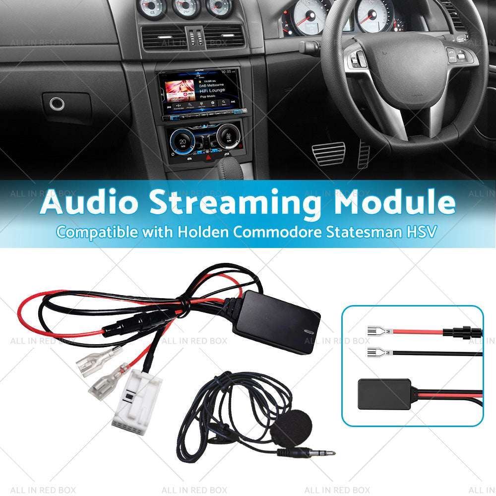 Black Bluetooth 5.0 audio streaming module with 12-pin connector and microphone for vehicle stereo systems — view 3