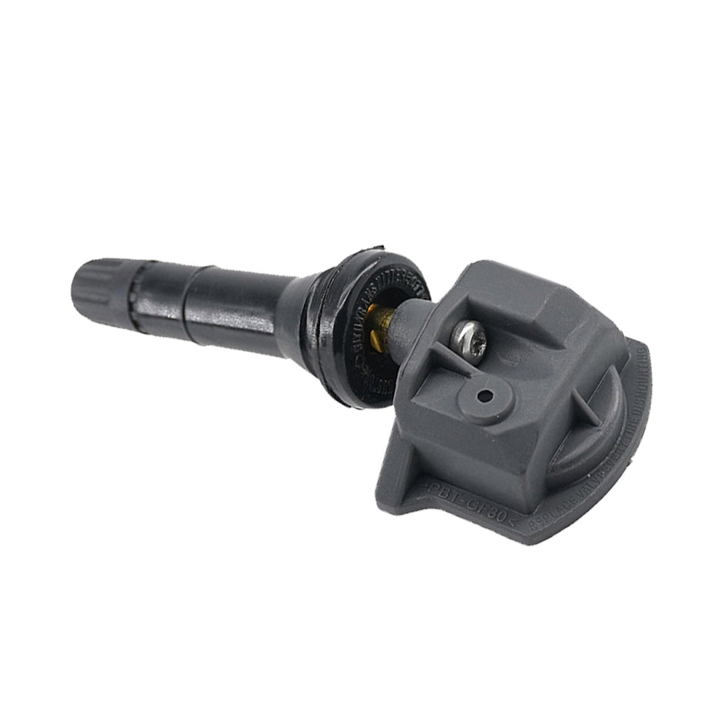 Set of four black automotive tire pressure monitoring sensors with metal valves. — view 5