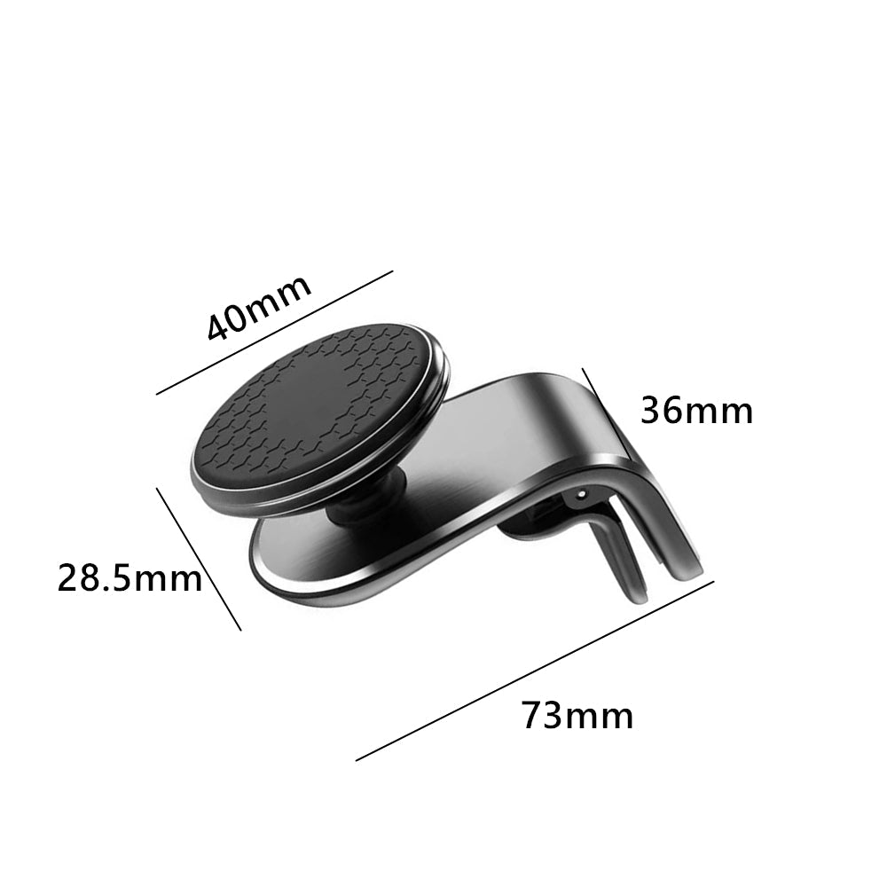 Universal car phone holder mounted on air vent, featuring black and silver aluminum alloy design — view 3