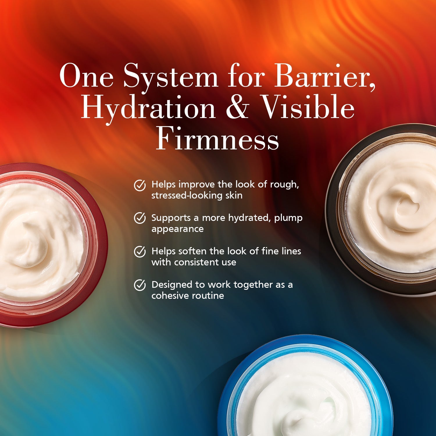 3-step Korean skincare routine set featuring copper midnight blue and crimson cream jars — view 3