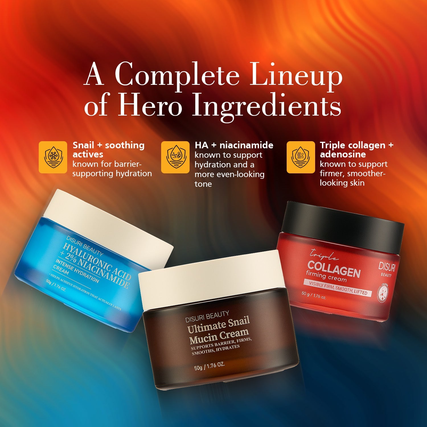 3-step Korean skincare routine set featuring copper midnight blue and crimson cream jars — view 4