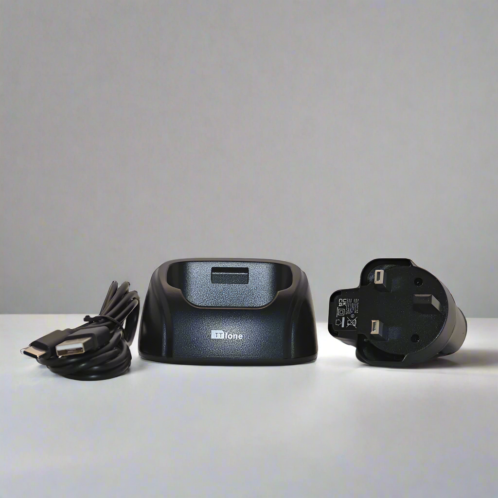 Black desktop charging cradle dock stand for Comet TT100 mobile phone accessory — view 2