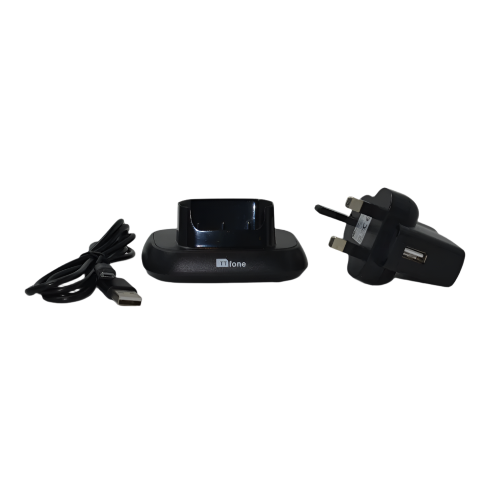 Black desktop charger stand docking cradle for TTfone Star TT300 mobile phone