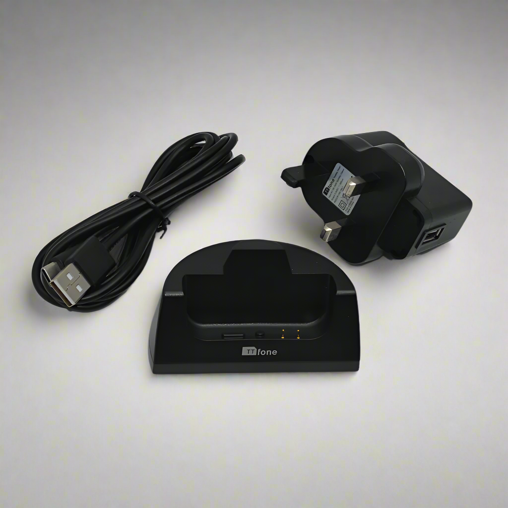 TTfone spare docking cradle desktop charger stand in black for TT760 mobile phone — view 2