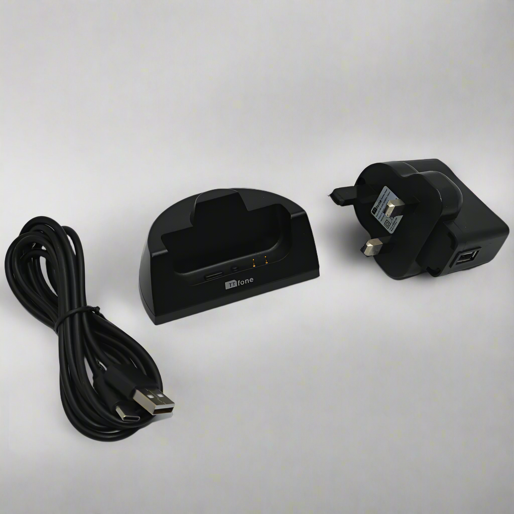TTfone spare docking cradle desktop charger stand in black for TT760 mobile phone — view 3