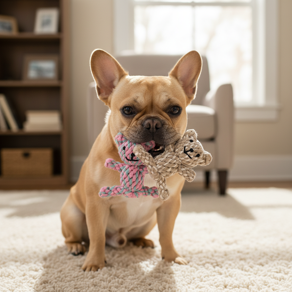 Handmade Bear Buddies cotton rope pet toy with tightly knotted limbs for small dogs — view 4