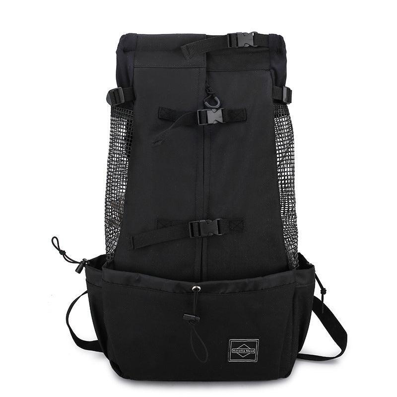 Portable pet carrier backpack in solid color fabric with adjustable shoulder straps for dogs and cats — view 4