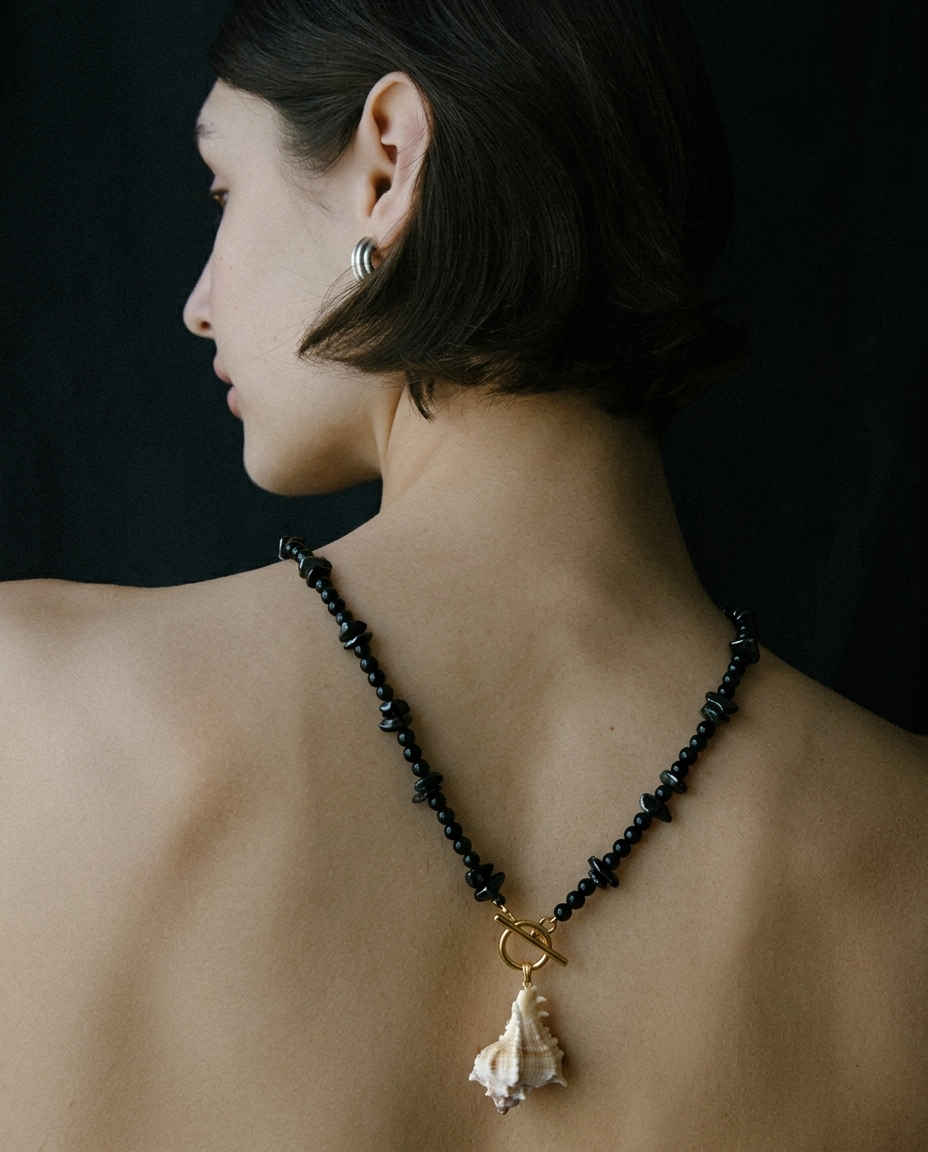 Spade Spiked Conch Necklace Multi-3