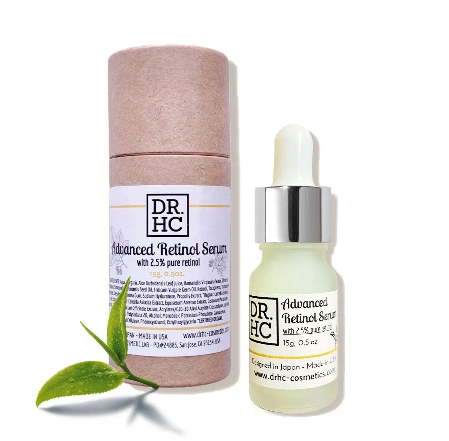 DR.HC advanced retinol serum bottle, premium anti-aging face treatment for clearing acne and brightening skin — view 3