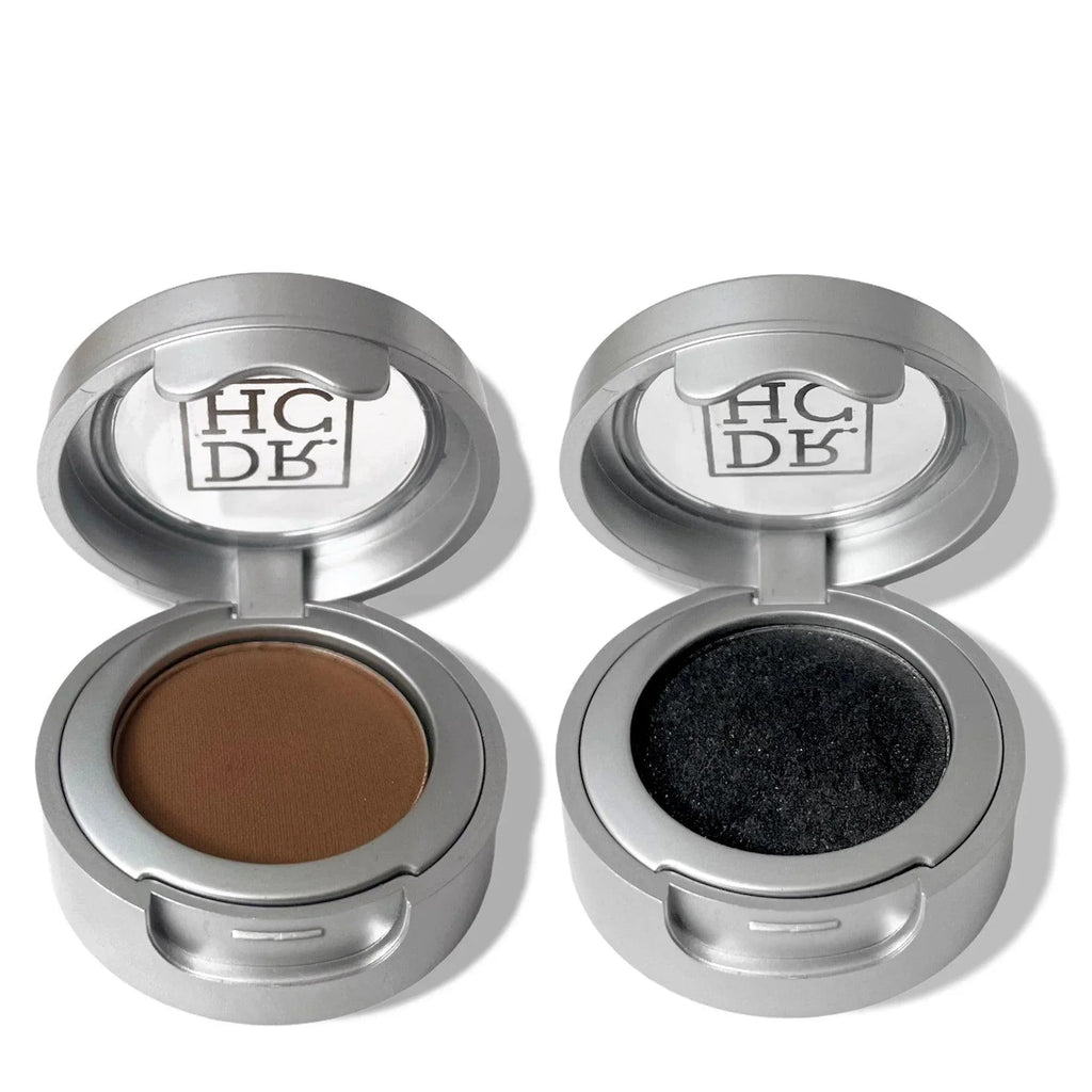 All-natural vegan powder eyeliner in black and chocolate brown shades for sensitive eyes