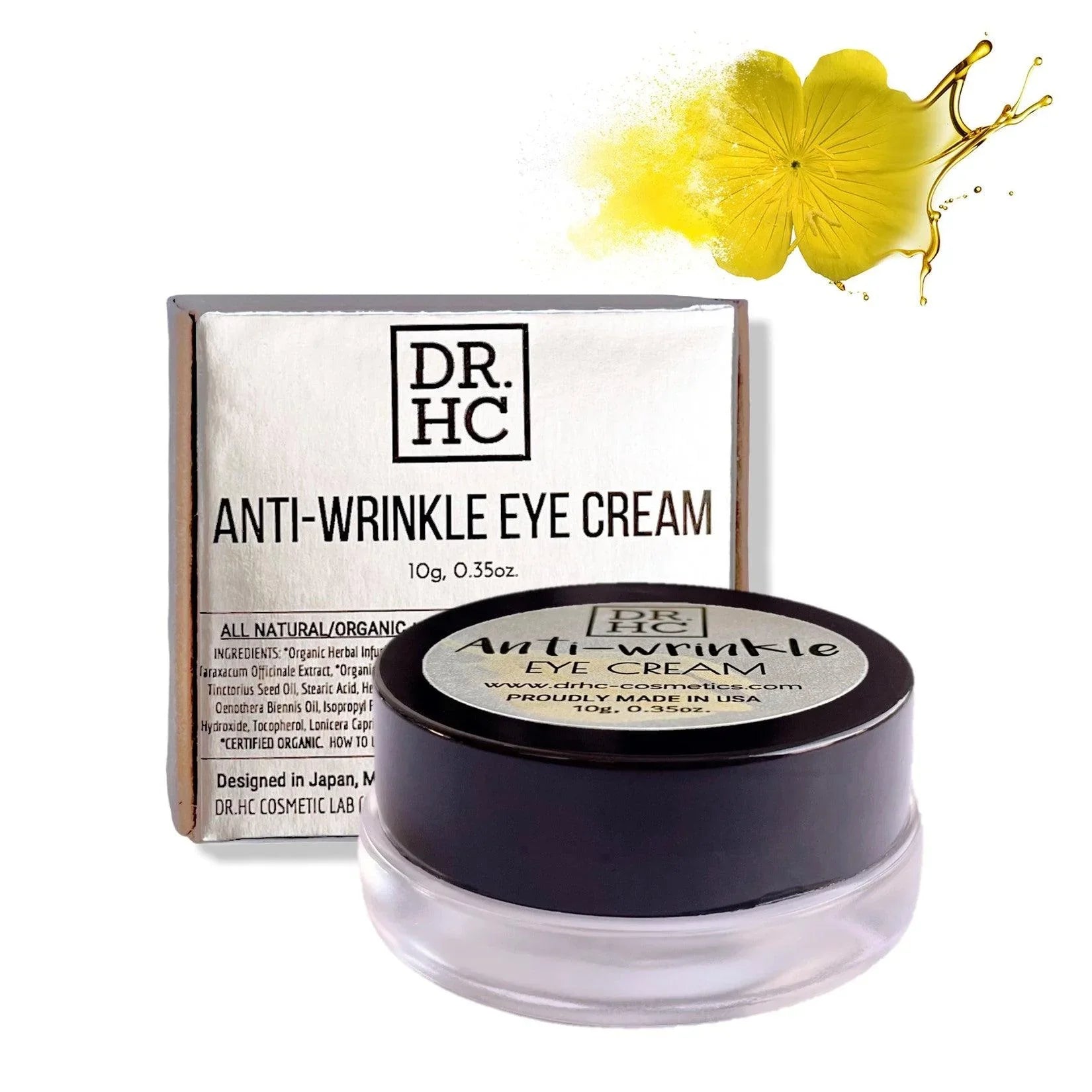 DR.HC anti-wrinkle eye cream jar with organic botanical ingredients for dark circles and anti-aging — view 2