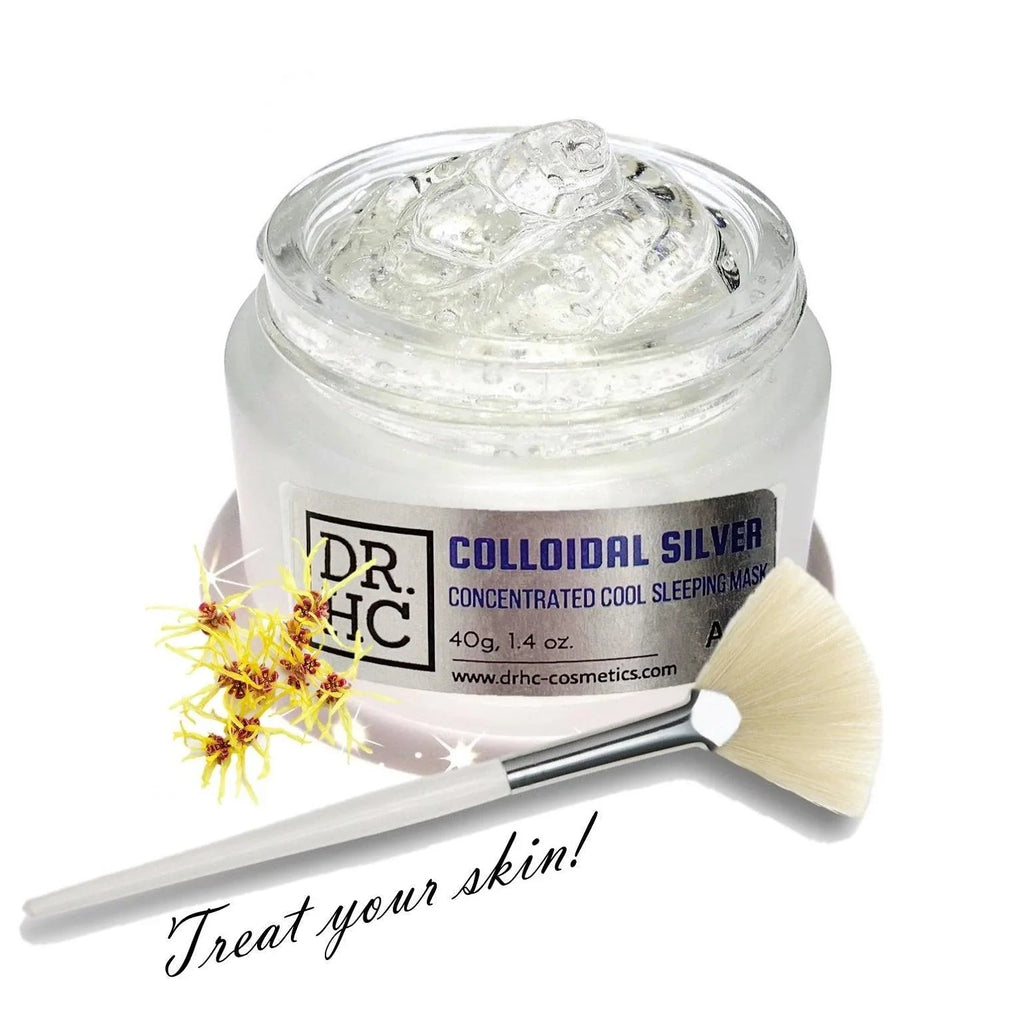Jar of colloidal silver concentrated cool sleeping mask hydrating gel for blemish and acne relief — view 3