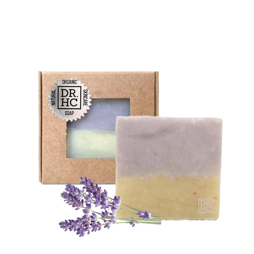 Square natural forest face soap bar infused with lavender and fir needle essential oils