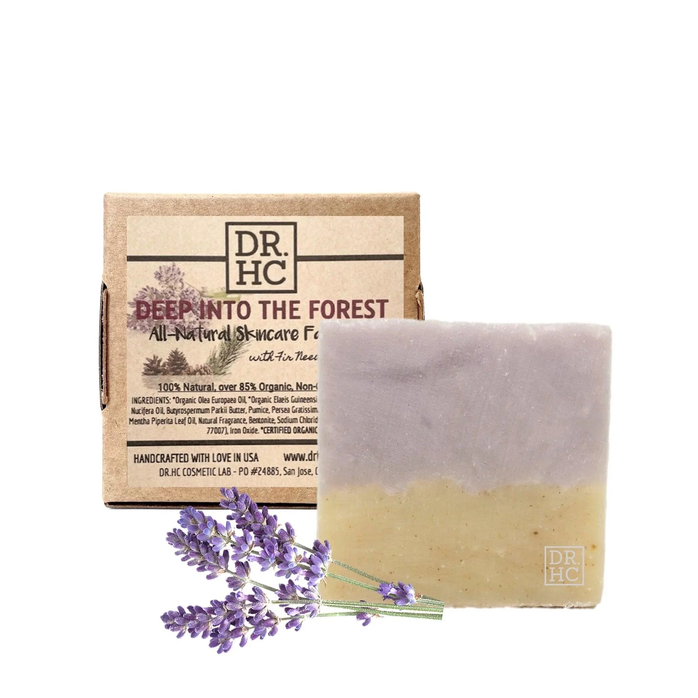 Square natural forest face soap bar infused with lavender and fir needle essential oils — view 2