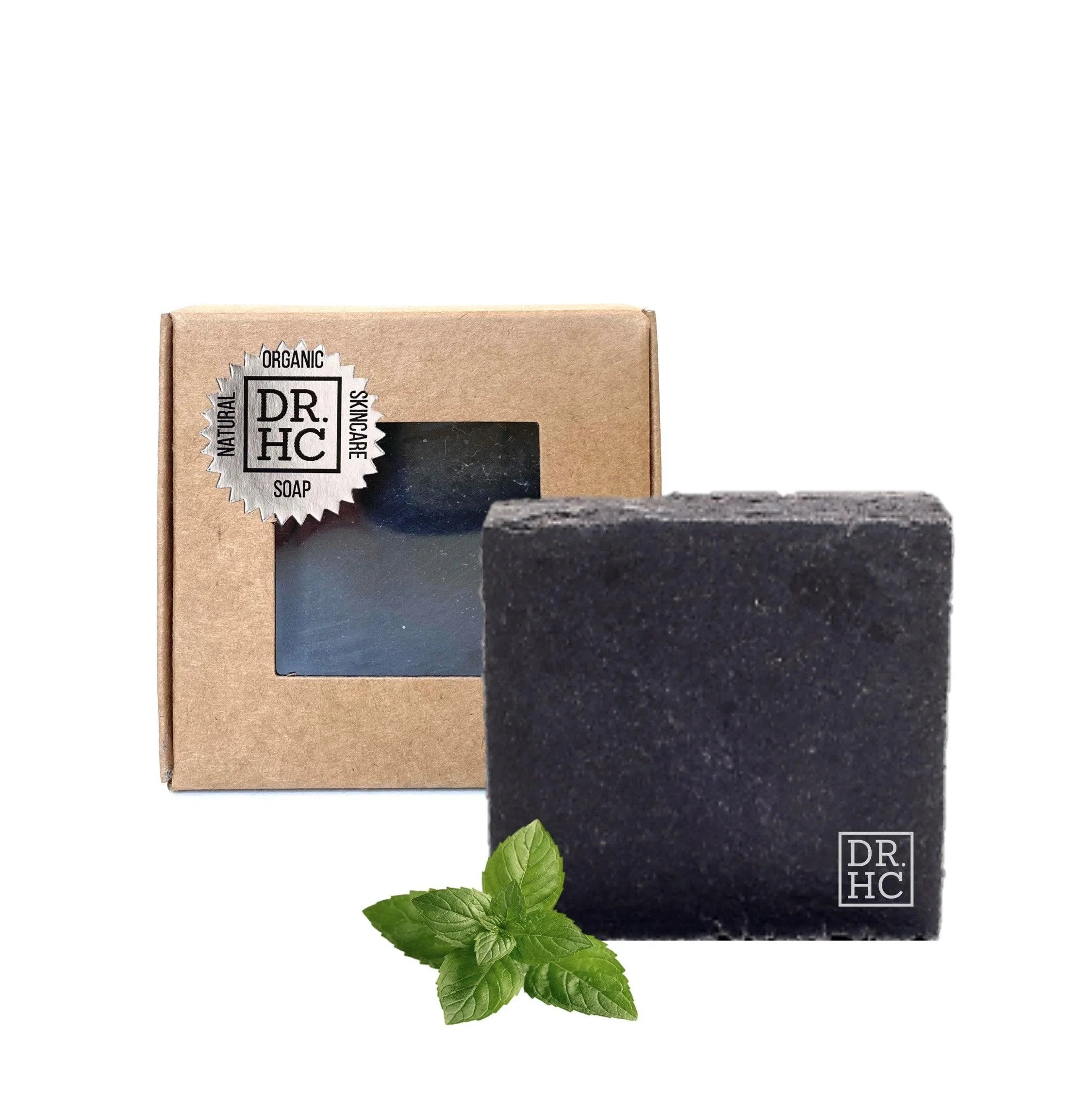 Black activated charcoal and tea tree all-natural face soap bar for clear skin