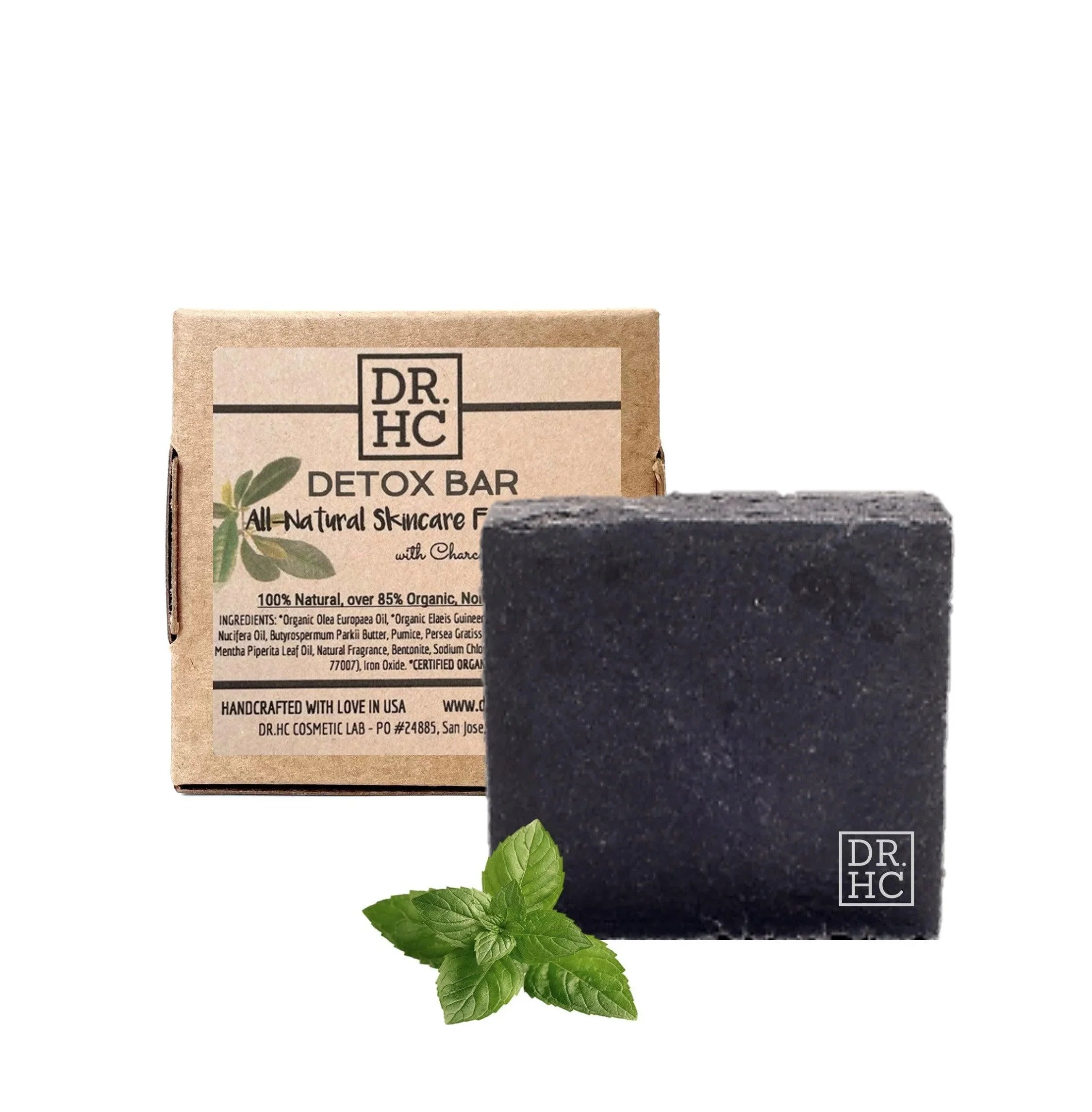 Black activated charcoal and tea tree all-natural face soap bar for clear skin — view 2
