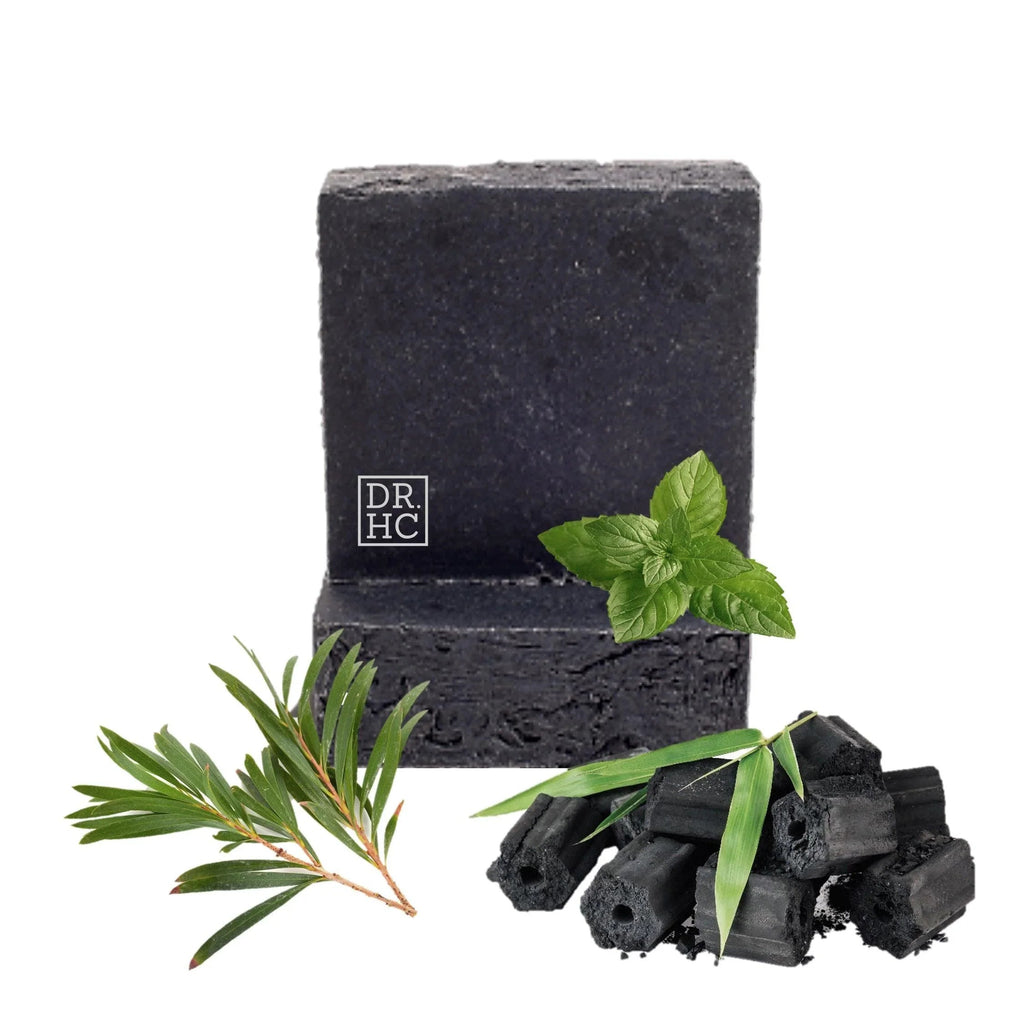 Black activated charcoal and tea tree all-natural face soap bar for clear skin — view 4