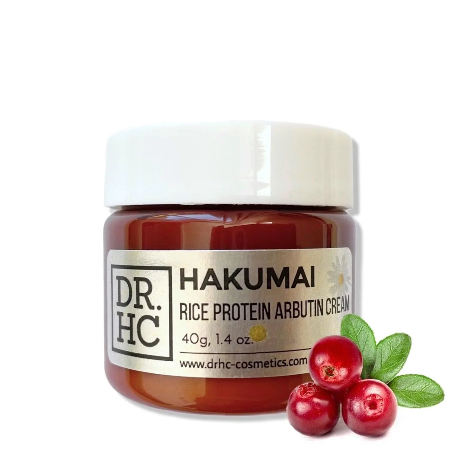 Hakumai rice protein arbutin face cream in a minimalist white cosmetic jar with natural botanical ingredients — view 4