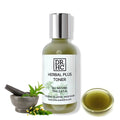 DR.HC Herbal Plus organic face toner bottle highlighting pore minimizing and anti acne botanical formula.