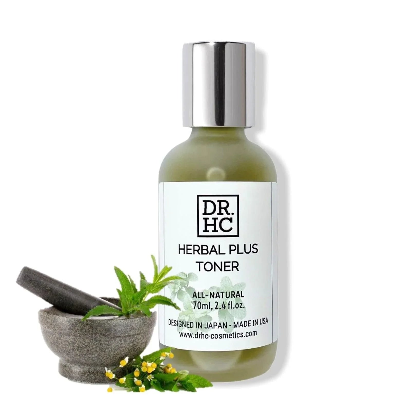 DR.HC Herbal Plus organic face toner bottle highlighting pore minimizing and anti acne botanical formula. — view 4