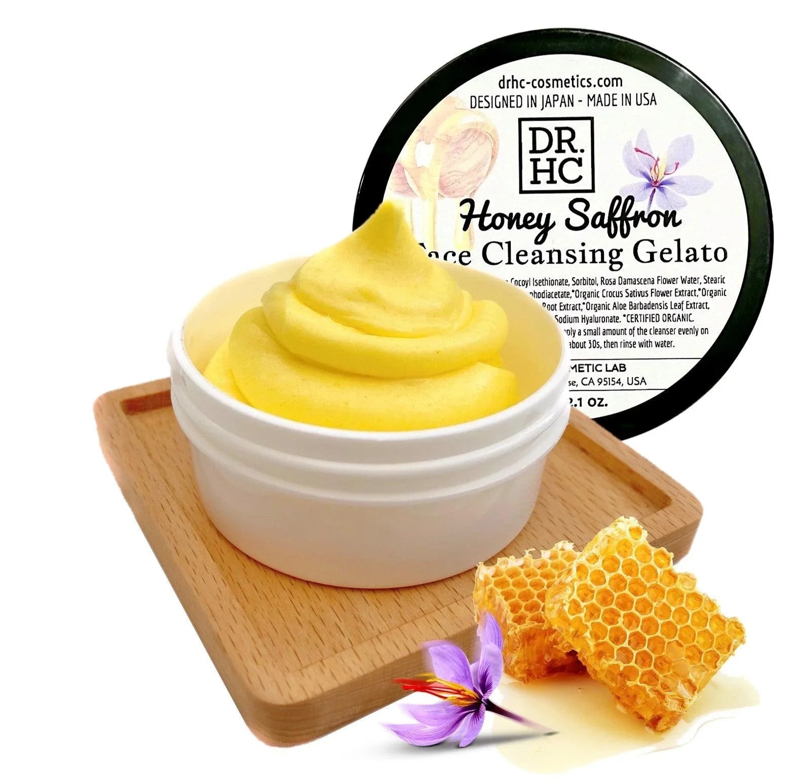 Honey Saffron Face Cleansing Gelato cream cleanser jar for sensitive and blemish-prone skin