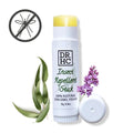 Natural insect repellent stick in a compact travel balm tube featuring waterproof vegan essential oils