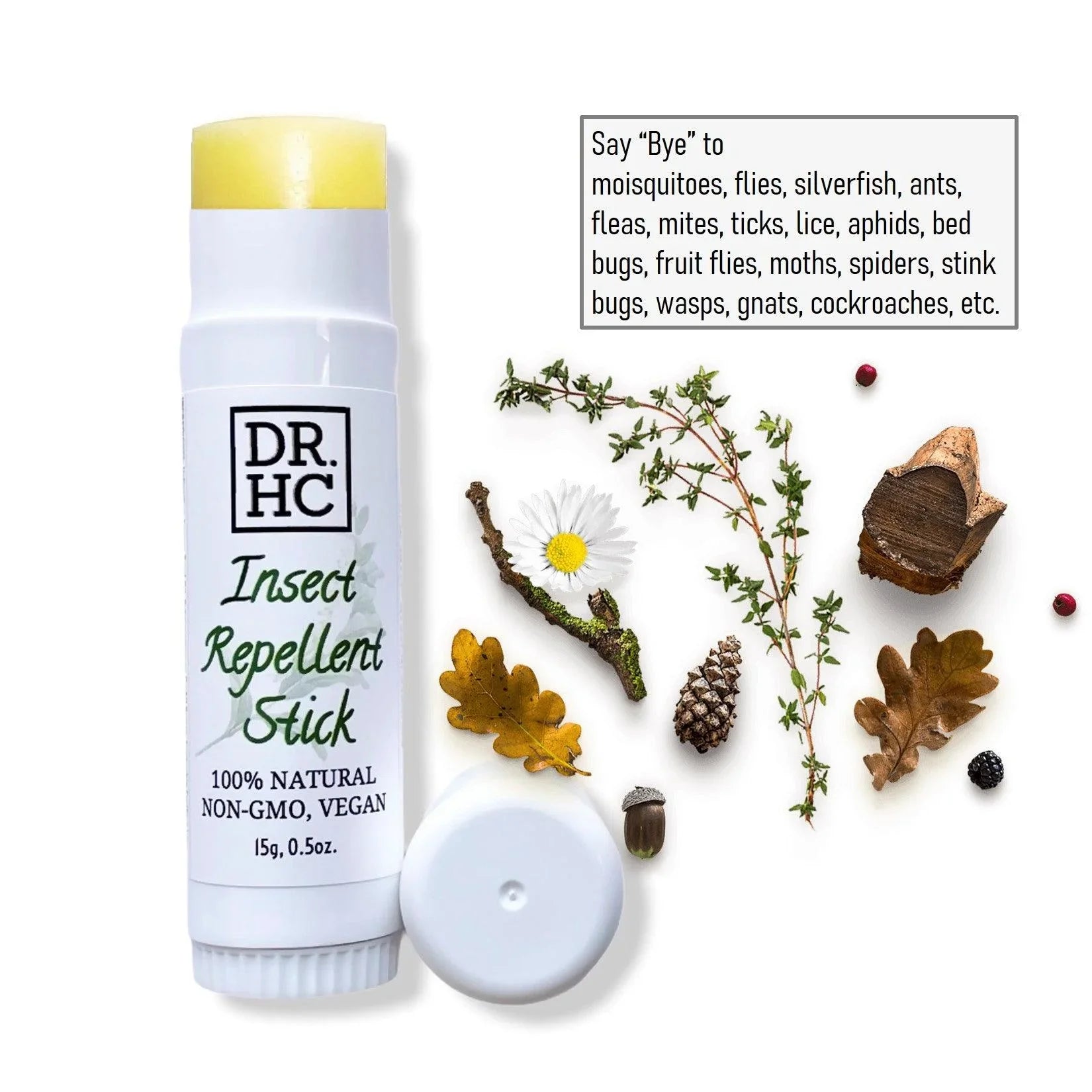 Natural insect repellent stick in a compact travel balm tube featuring waterproof vegan essential oils — view 2