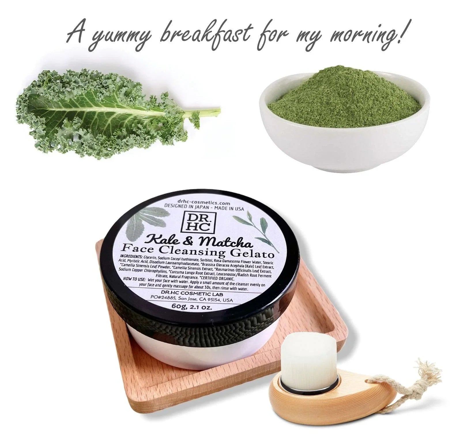 DR.HC Kale and Matcha Face Cleansing Gelato jar with natural green superfood ingredients — view 4