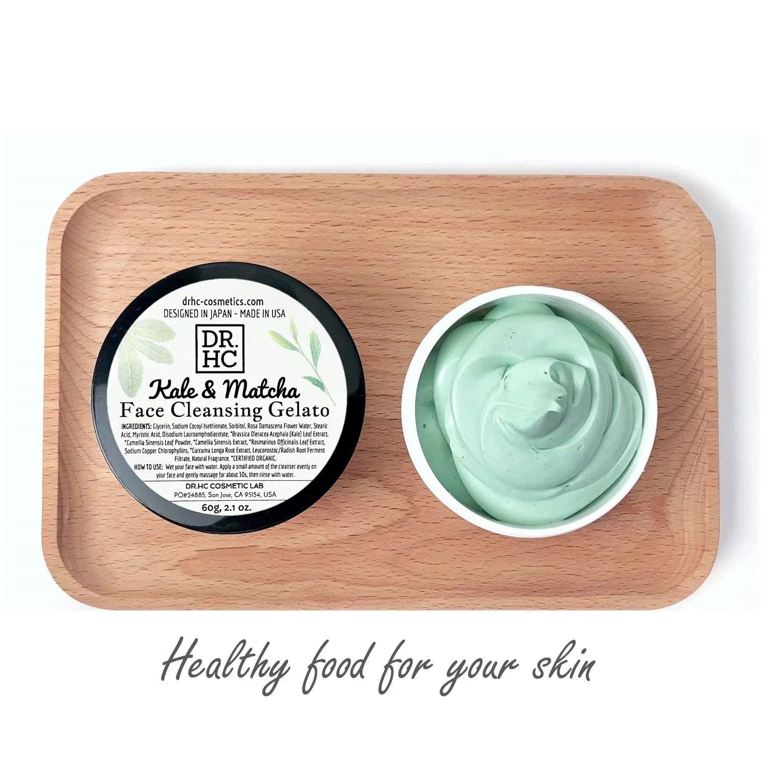 DR.HC Kale and Matcha Face Cleansing Gelato jar with natural green superfood ingredients — view 5