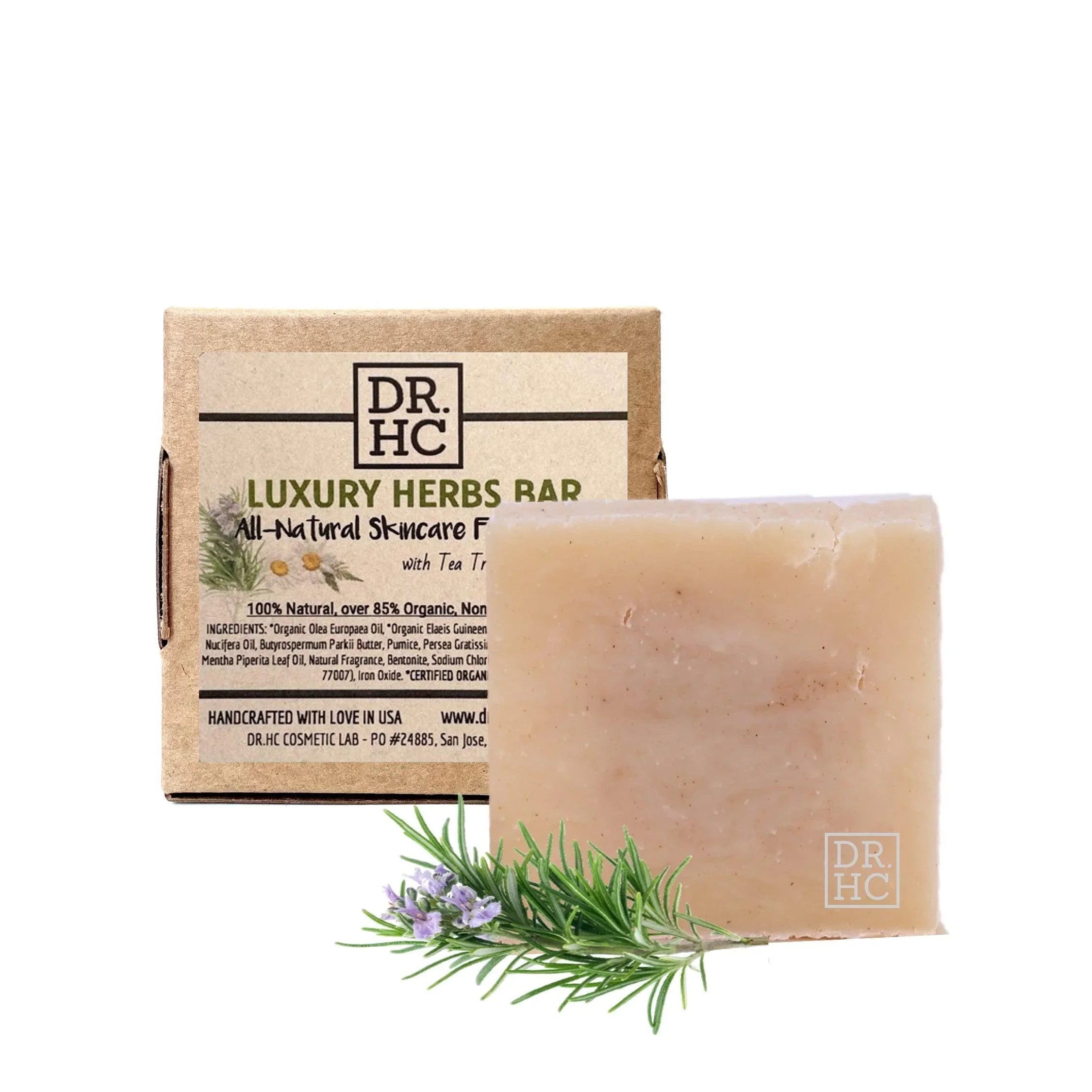 Square handmade luxury herbal soap bar infused with tea tree, lavender, and peppermint essential oils — view 2