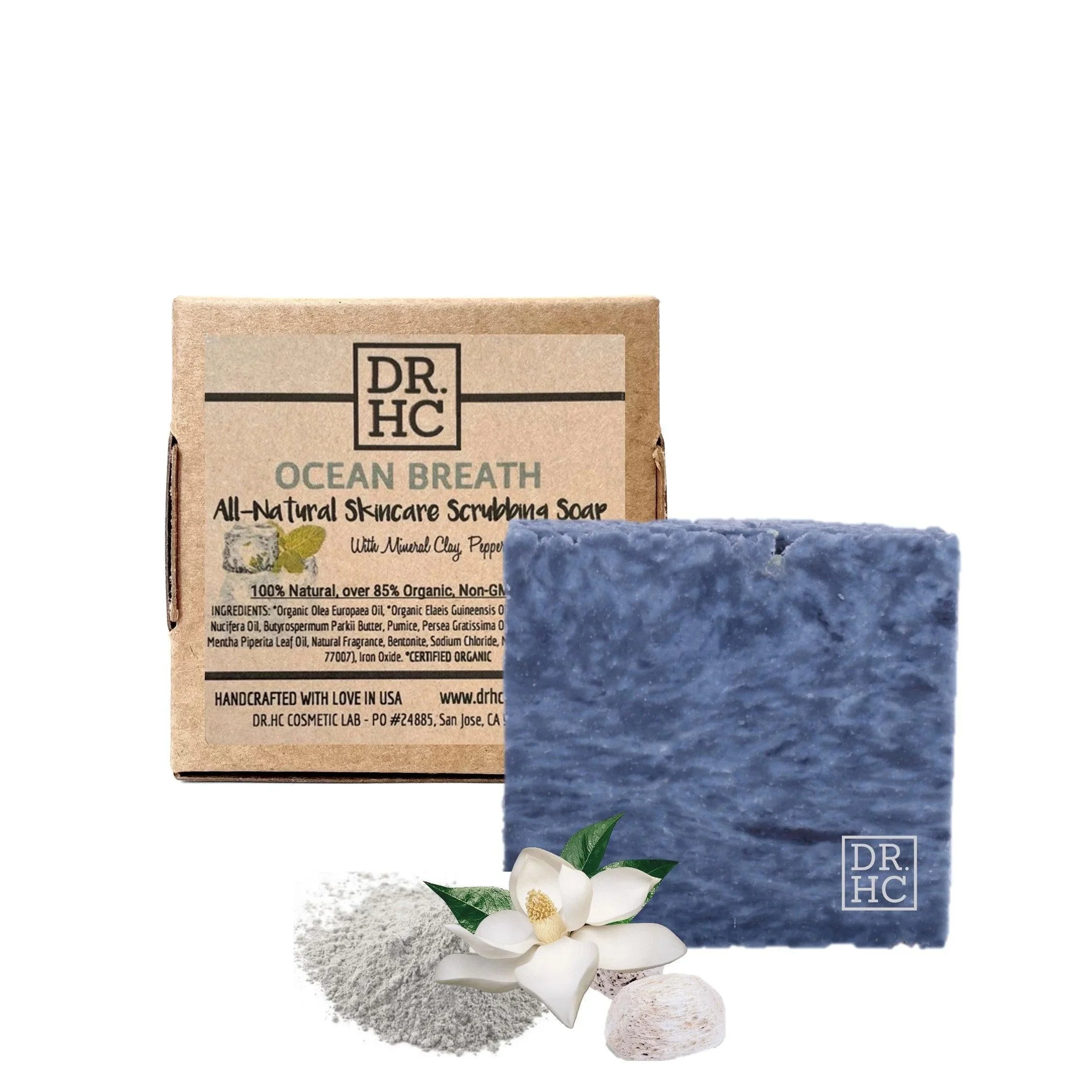 Ocean Breath exfoliating peppermint soap bar with natural pumice and bentonite clay for deep body cleansing — view 2