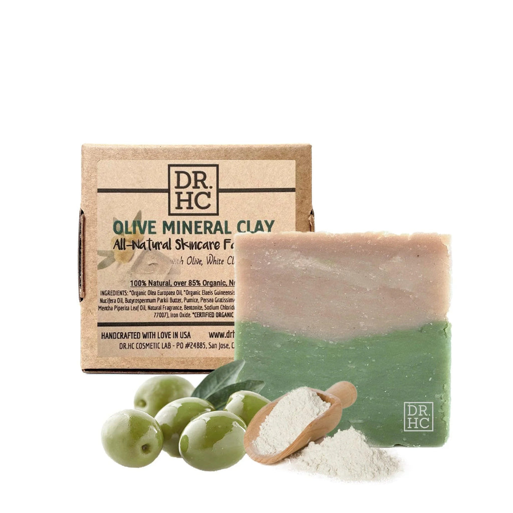 Handcrafted olive mineral clay face soap bar with natural ingredients for anti-aging and acne control — view 2