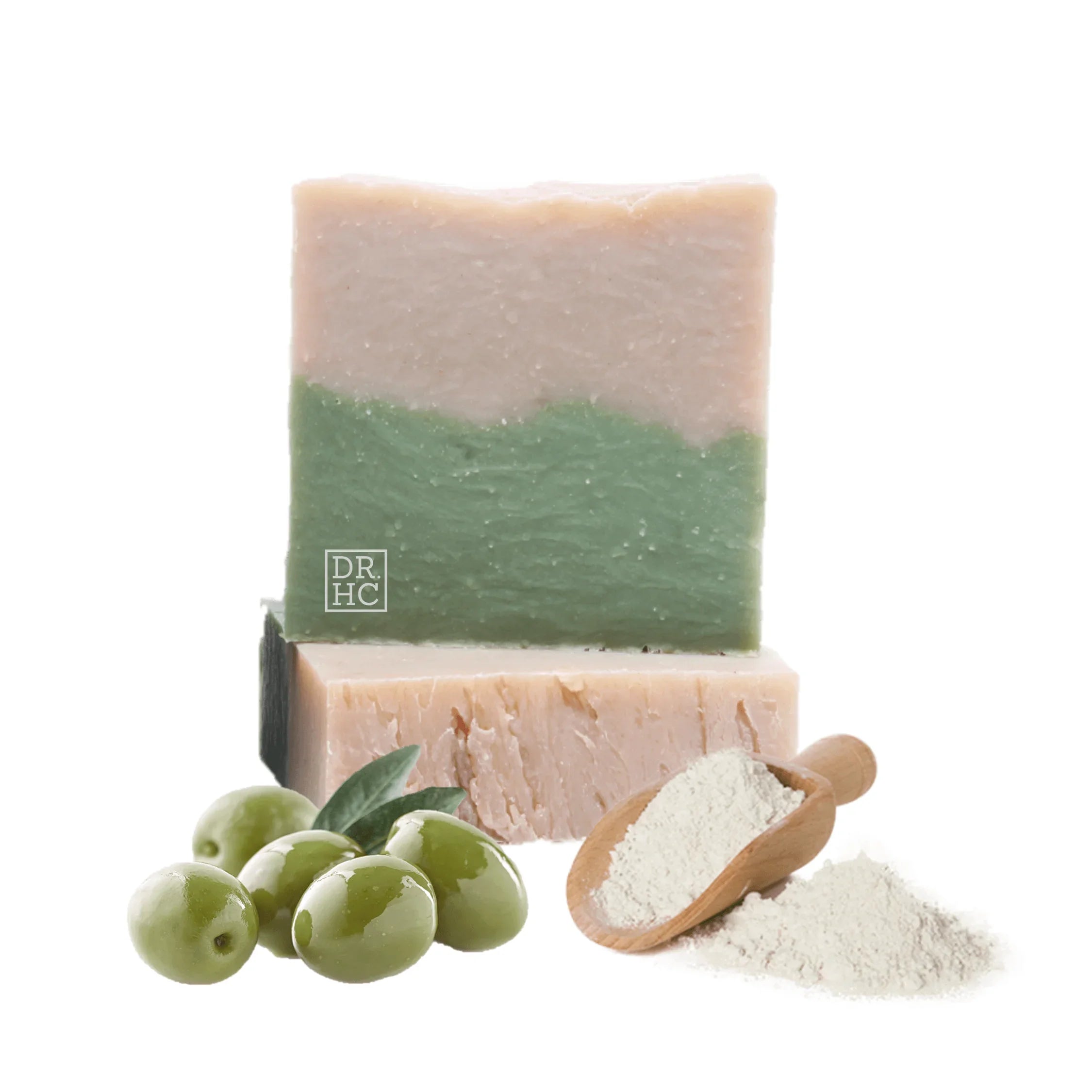 Handcrafted olive mineral clay face soap bar with natural ingredients for anti-aging and acne control — view 5