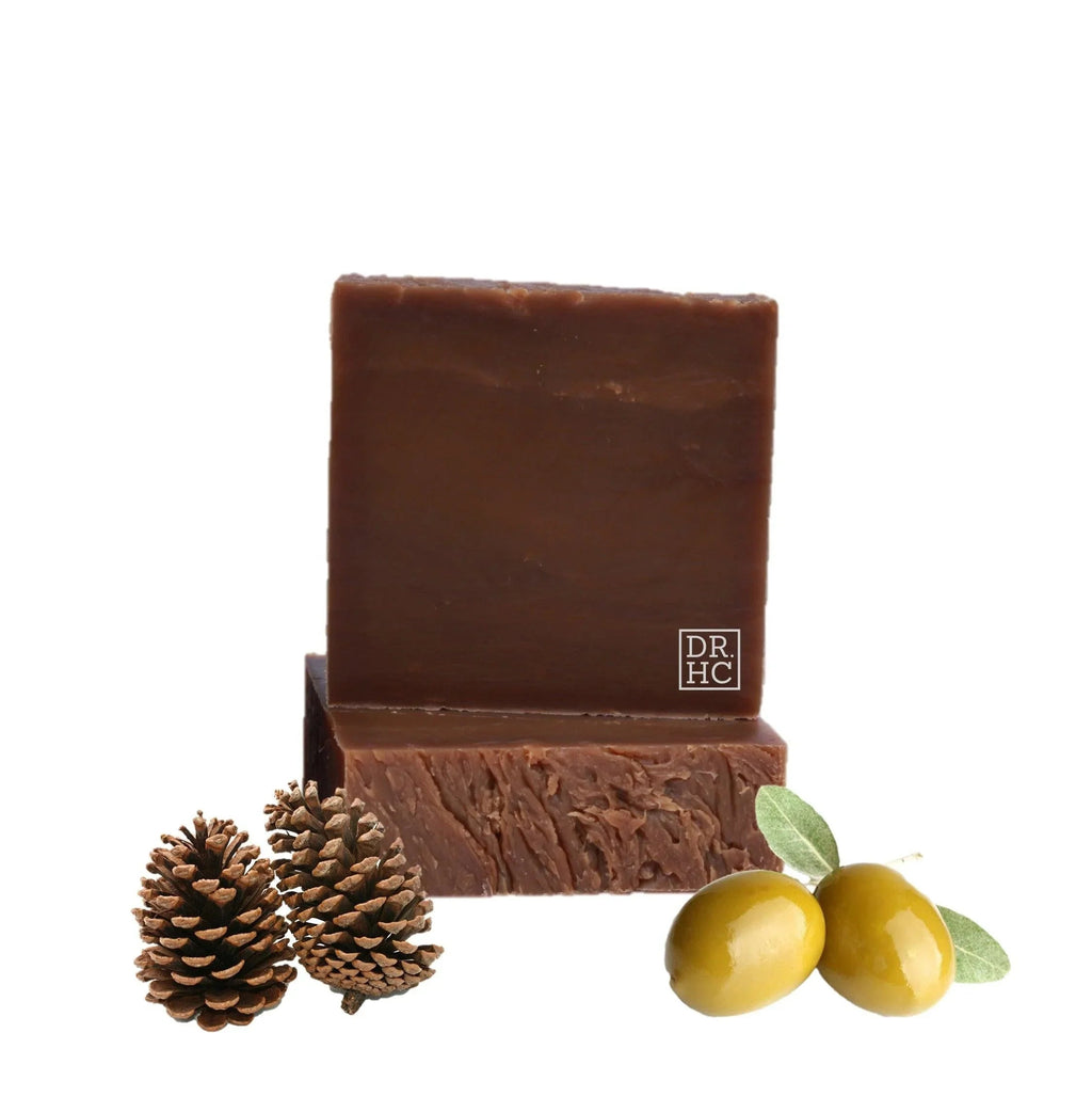Square natural pine tar bar soap made with organic oils handcrafted for face and body cleansing — view 3