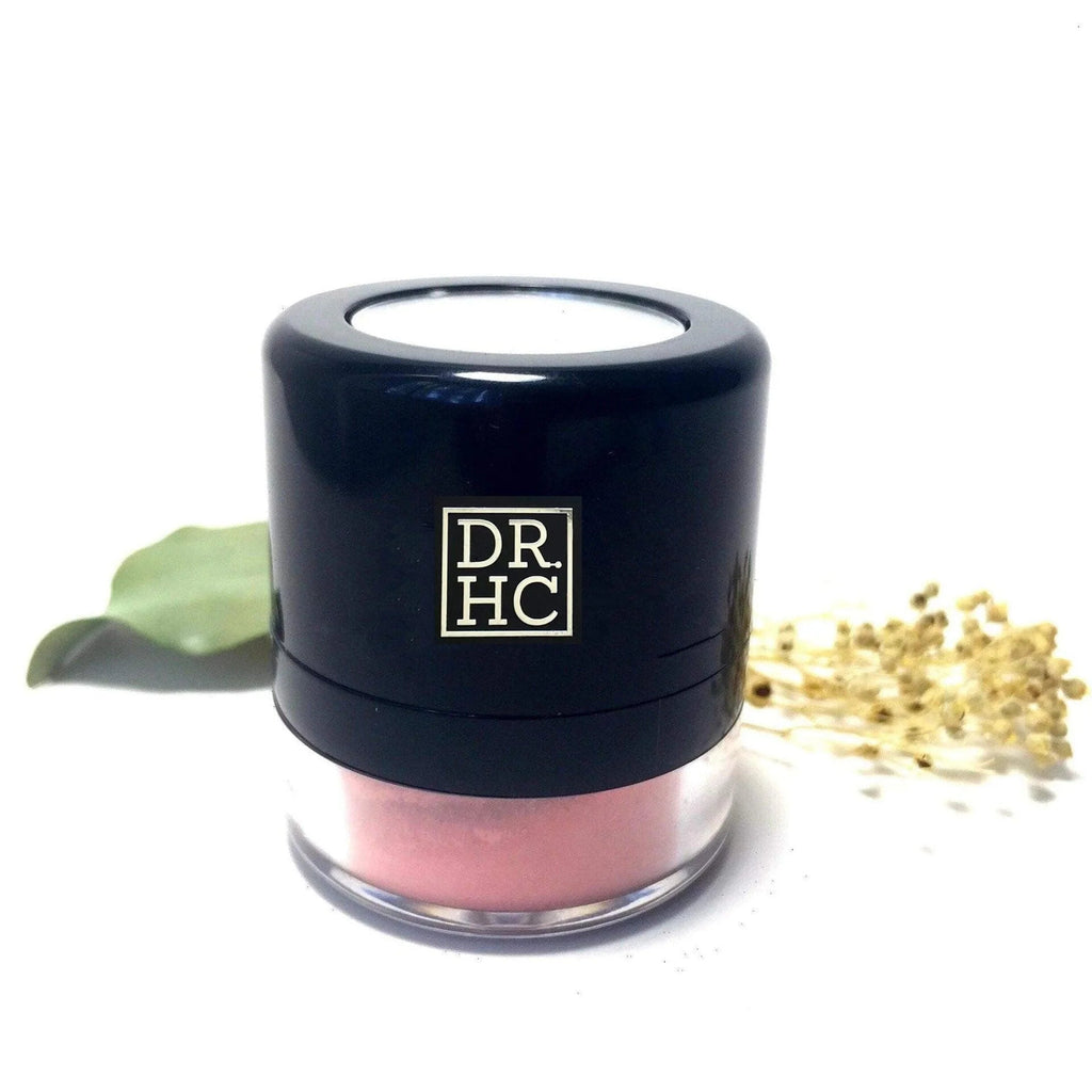 DR.HC natural organic sheer Pon-Pon blush compact with applicator puff and built-in mirror