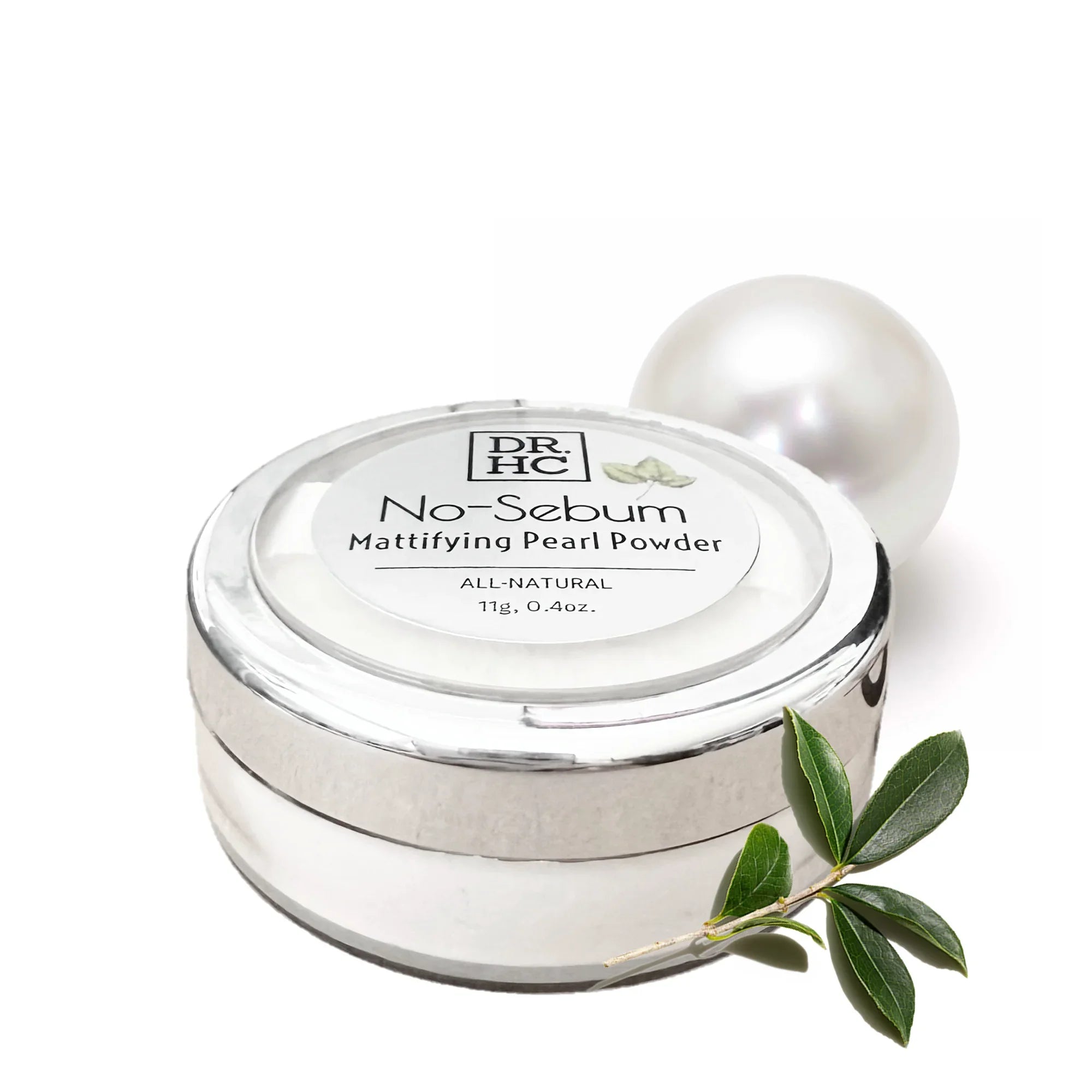 Translucent mattifying pearl face powder in a round jar for setting makeup and skincare
