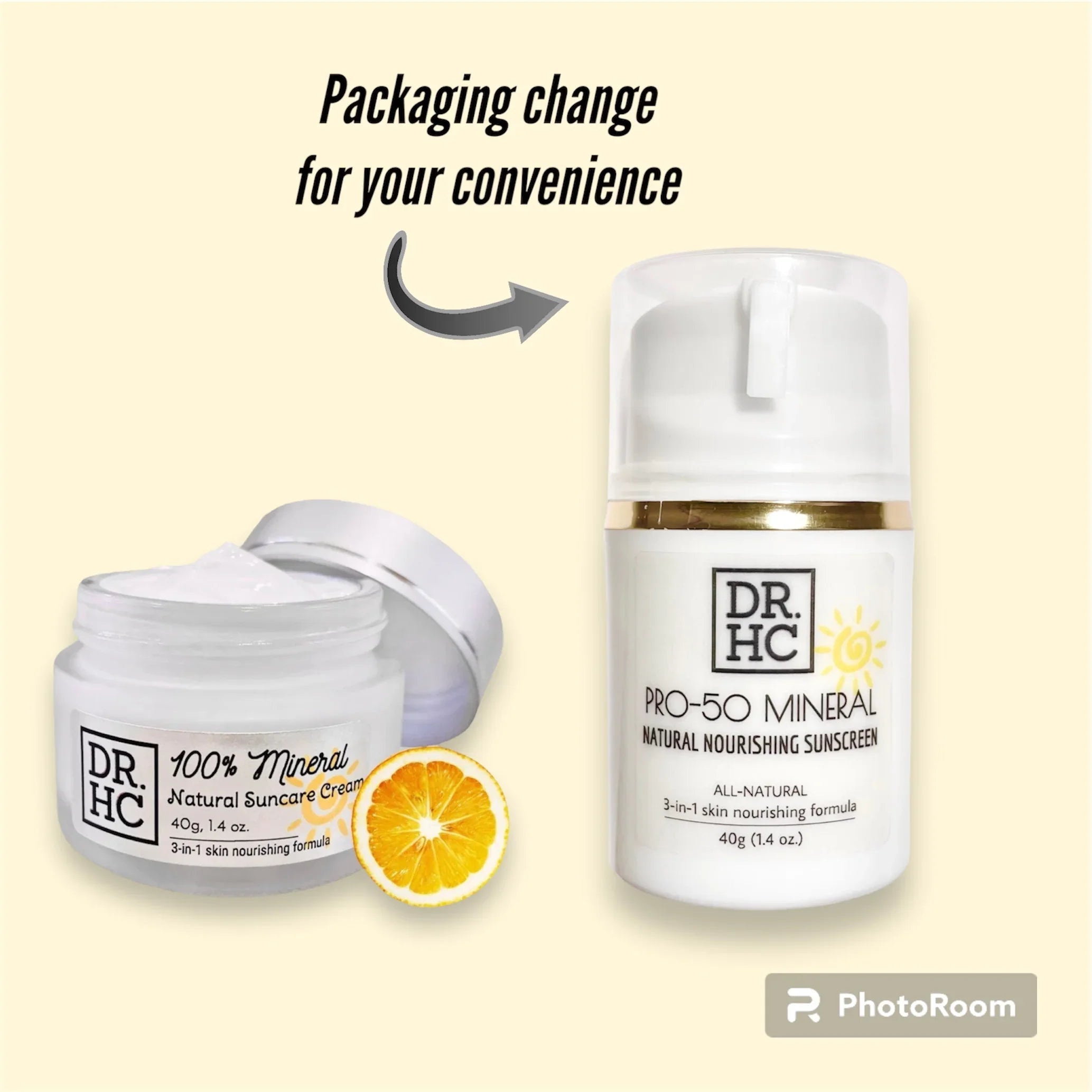 DR.HC Pro-50 mineral natural nourishing sunscreen bottle, 3-in-1 SPF 50 skin brightening moisturizer — view 2