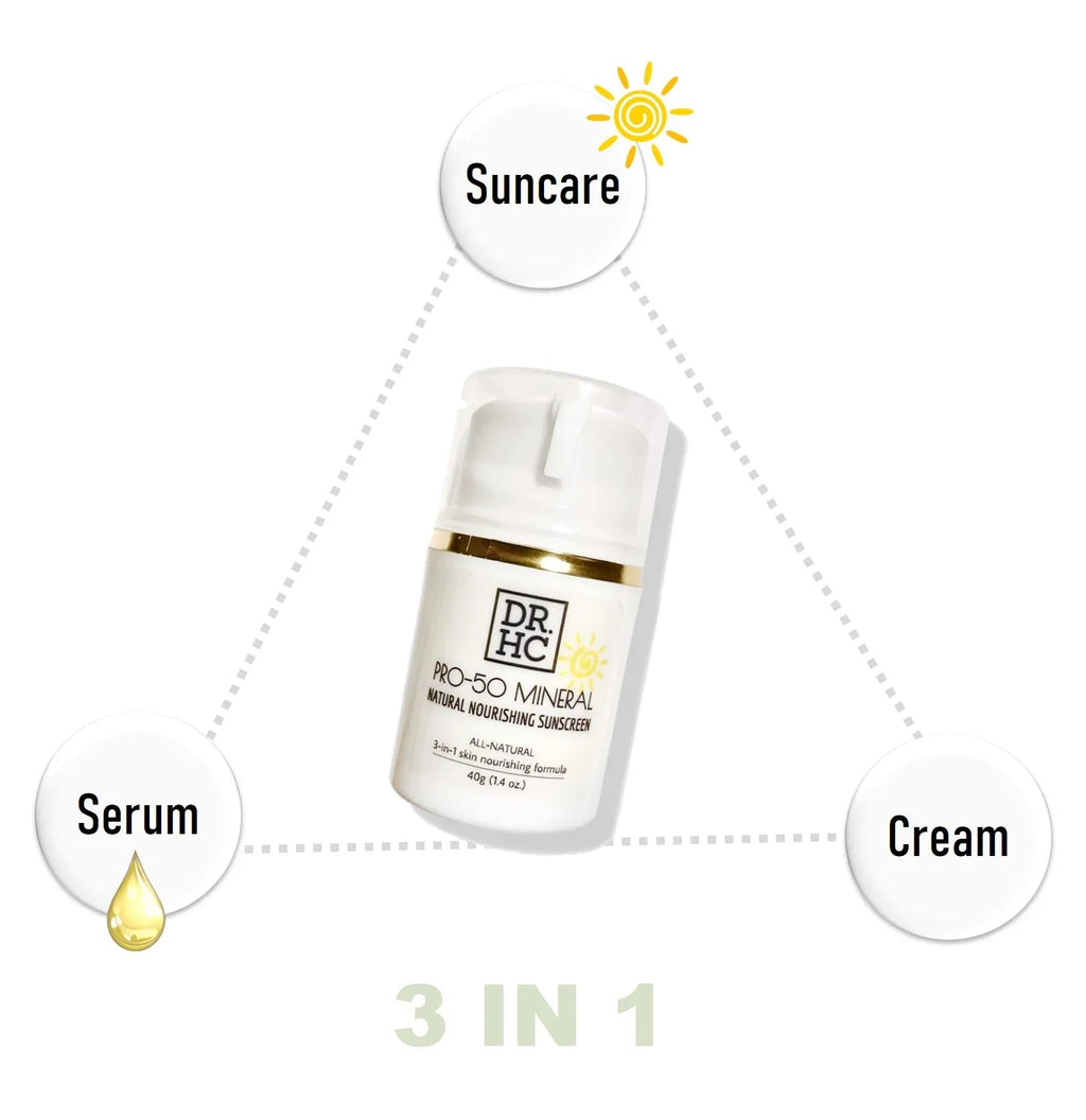 DR.HC Pro-50 mineral natural nourishing sunscreen bottle, 3-in-1 SPF 50 skin brightening moisturizer — view 5