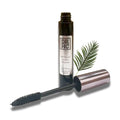 All-natural sensitive mascara tube and wand, formulated for voluminous lashes in black or dark brown.
