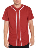 Classic baseball jersey with center stripe detail, short sleeves, and front button closure