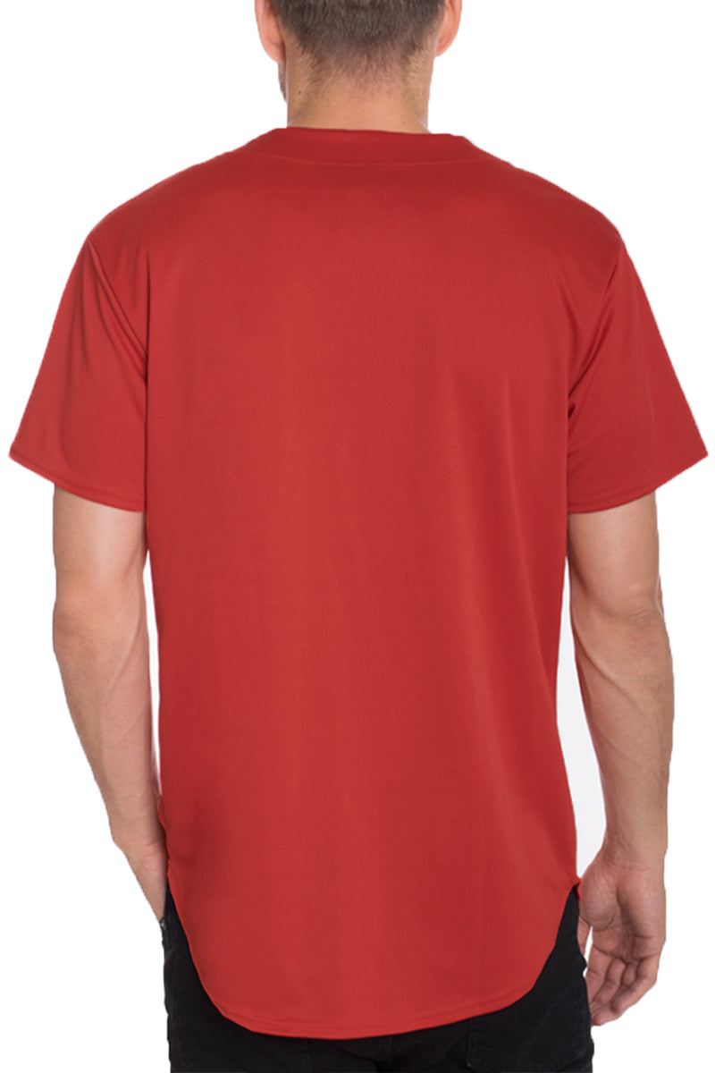 Classic baseball jersey with center stripe detail, short sleeves, and front button closure — view 4