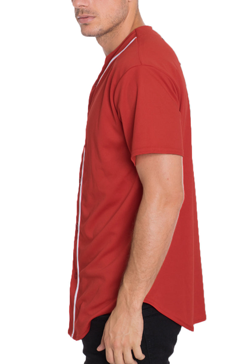 Classic baseball jersey with center stripe detail, short sleeves, and front button closure — view 3