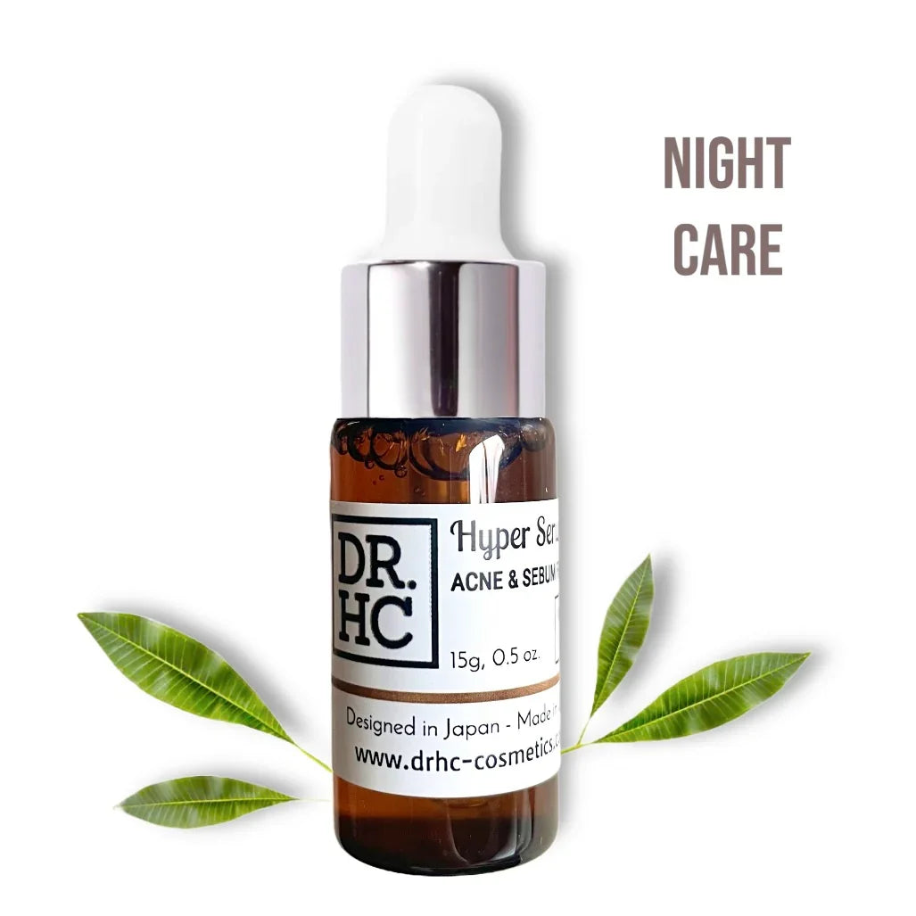 DR.HC night care acne and sebum fighting hyper serum glass dropper bottle for blemish control