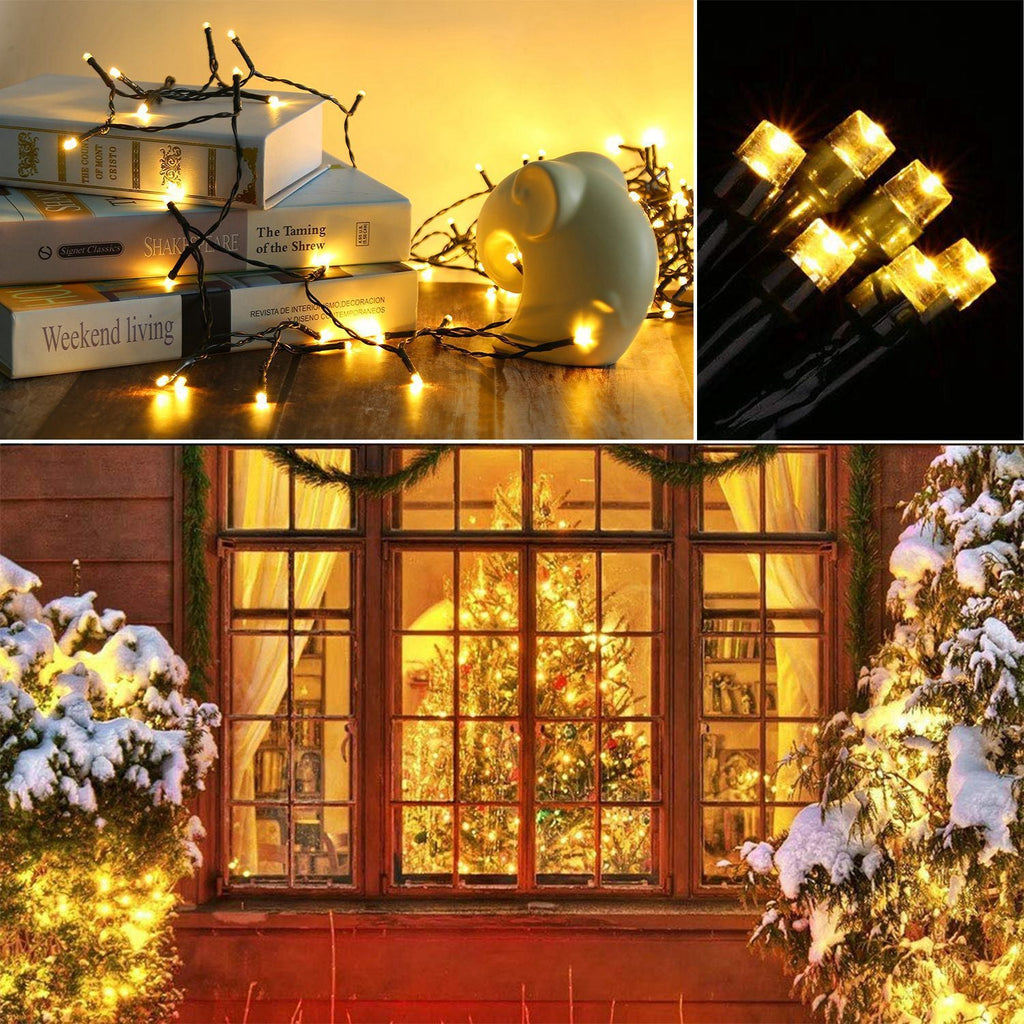 Multicolor solar string lights wrapped on copper wire with attached ground stake and solar panel — view 3