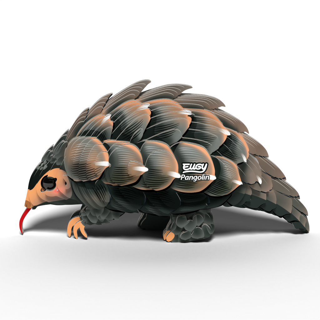 EUGY Pangolin 3D Puzzle made of eco-friendly brown cardboard featuring detailed protective scales — view 4
