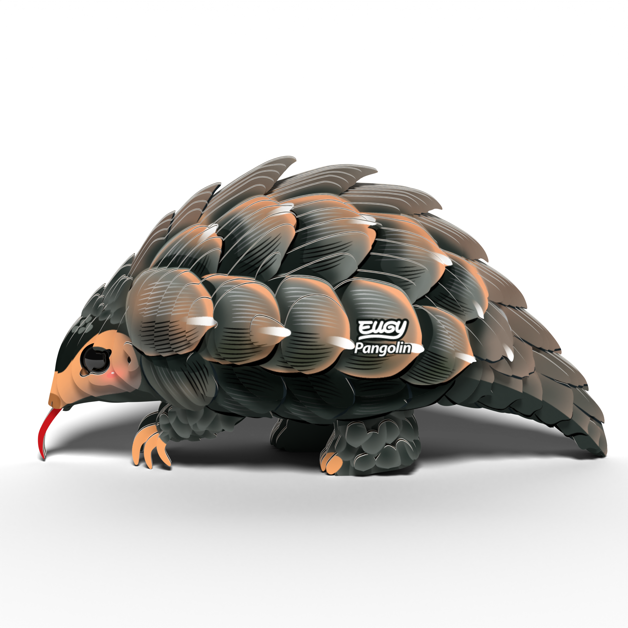 EUGY Pangolin 3D Puzzle made of eco-friendly brown cardboard featuring detailed protective scales — view 4